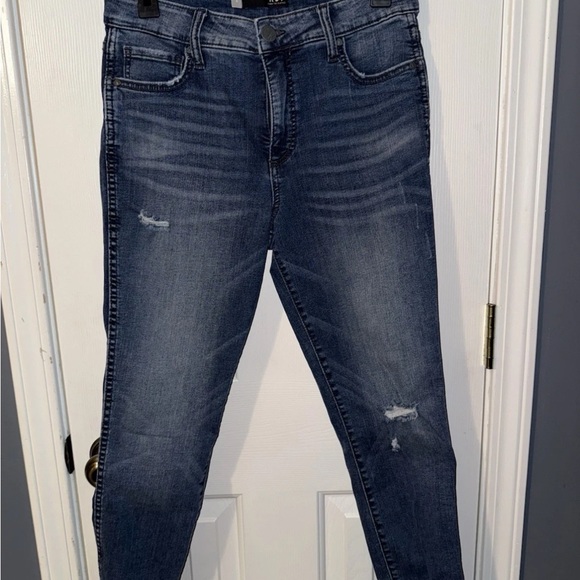 Kut from the Kloth Dark Blue Distressed Skinny Jeans - Picture 1 of 5